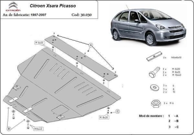Метална кора под двигател и скоростна кутия CITROEN XSARA PICASSO от 1999 до 2008