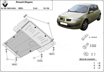 Метална кора под двигател и скоростна кутия RENAULT MEGANE от 2002 до 2009