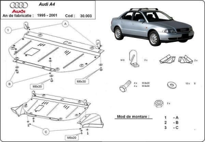 Метална кора под двигател AUDI A4 (8D2, B5) от 1994 до 2001