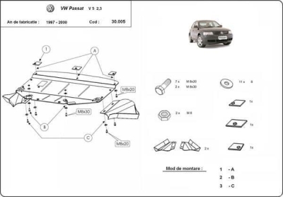 Метална кора под двигател VOLKSWAGEN PASSAT от 1997 до 2000