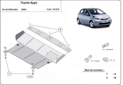 Метална кора под двигател и скоростна кутия TOYOTA AYGO от 2005 до 2014