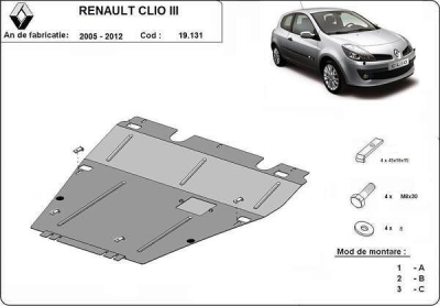 Метална кора под двигател и скоростна кутия RENAULT CLIO от 2009 до 2012