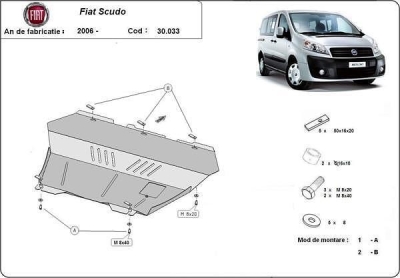 Метална кора под двигател и скоростна кутия FIAT SCUDO от 2006