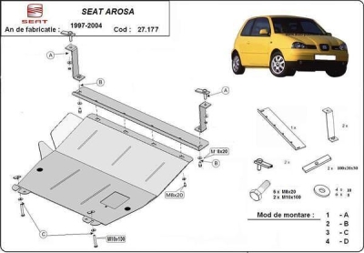 Метална кора под двигател и скоростна кутия SEAT AROSA от 2000 до 2008