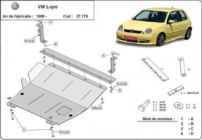 Метална кора под двигател и скоростна кутия VOLKSWAGEN LUPO (6X1, 6E1) от 1998 до 2005