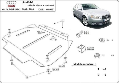 Метална кора под скоростна кутия AUDI A4 B7 от 2004 до 2008