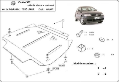 Метална кора под скоростна кутия VOLKSWAGEN PASSAT от 2000 до 2005