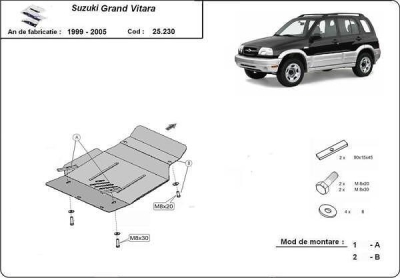 Метална кора под двигател SUZUKI GRAND VITARA от 1999 до 2006
