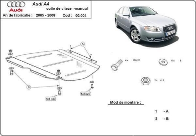 Метална кора под скоростна кутия AUDI A4 (8EC, B7) от 2004 до 2008