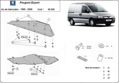 Метална кора под двигател и скоростна кутия PEUGEOT EXPERT от 2004 до 2006