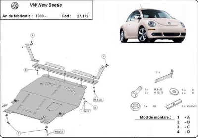 Метална кора под двигател и скоростна кутия VOLKSWAGEN BEETLE от 1998 до 2005