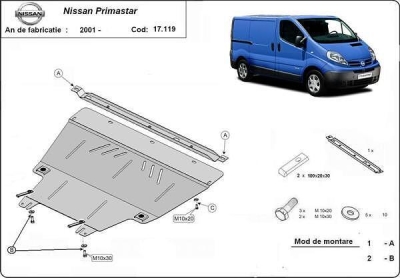 Метална кора под двигател и скоростна кутия NISSAN PRIMASTAR от 2002 до 2006