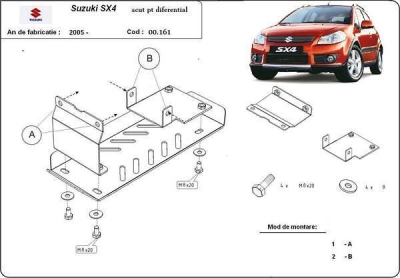 Метална кора под диференциал SUZUKI SX4 от 2005 до 2014