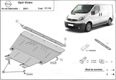 Метална кора под двигател и скоростна кутия OPEL VIVARO от 2001 до 2006