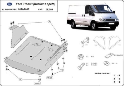 Метална кора под двигател и скоростна кутия FORD TRANSIT TOURNEO от 2000 до 2006