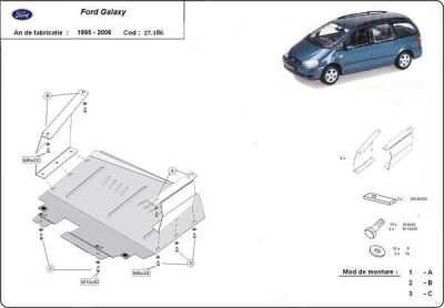 Метална кора под двигател и скоростна кутия FORD GALAXY от 1995 до 2000