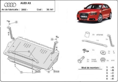 Метална кора под двигател и скоростна кутия AUDI A3 (8P1) от 2003 до 2008