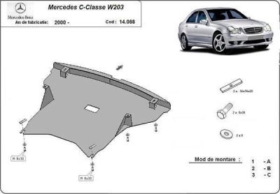 Метална кора под двигател MERCEDES C (W203) от 2000 до 2003