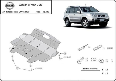 Метална кора под двигател и скоростна кутия NISSAN X-TRAIL от 2001 до 2007