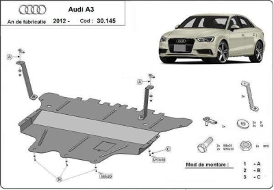 Метална кора под двигател и скоростна кутия AUDI A3 (8V1) от 2012