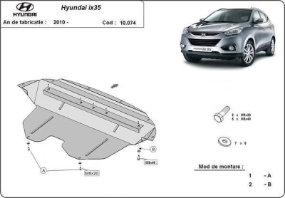 Метална кора под двигател HYUNDAI IX35 от 2009 до 2015