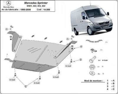 Метална кора под двигател MERCEDES SPRINTER от 1995 до 2006