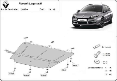 Метална кора под двигател и скоростна кутия RENAULT LAGUNA III (BT0/1) от 2010 до 2015