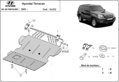 Метална кора под двигател и скоростна кутия HYUNDAI TERRACAN от 2001 до 2008