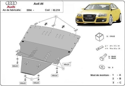 Метална кора под двигател и скоростна кутия AUDI A6 (4F2, C6) от 2004 до 2011