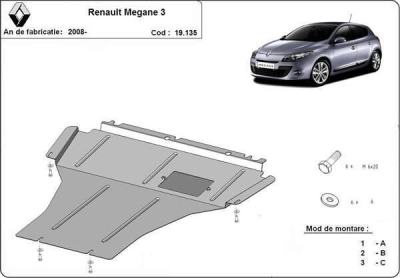 Метална кора под двигател и скоростна кутия RENAULT MEGANE от 2008 до 2012