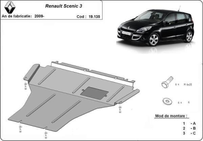 Метална кора под двигател и скоростна кутия RENAULT SCENIC от 2011 до 2014