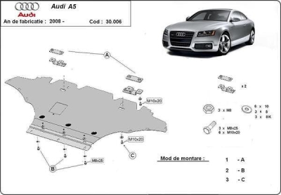 Метална кора под двигател AUDI A5 Sportback (8TA) от 2012