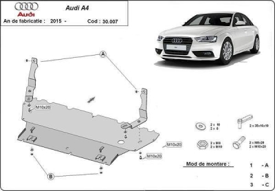 Метална кора под двигател AUDI A4 (8W, B9) от 2015