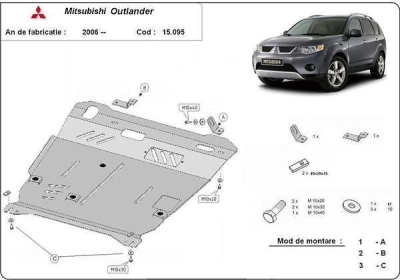 Метална кора под двигател и скоростна кутия MITSUBISHI OUTLANDER II от 2007 до 2013