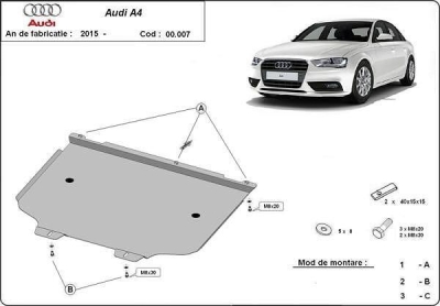 Метална кора под скоростна кутия AUDI A4 (8W, B9) от 2015