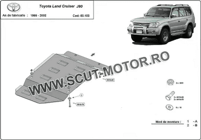 Метална кора под скоростна кутия за TOYOTA LAND CRUISER (J90) от 1995 до 2002