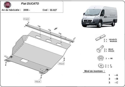 Метална кора под двигател и скоростна кутия FIAT DUCATO от 2006 до 2014