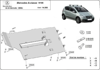 Метална кора под двигател и скоростна кутия MERCEDES A (W169) от 2004 до 2012