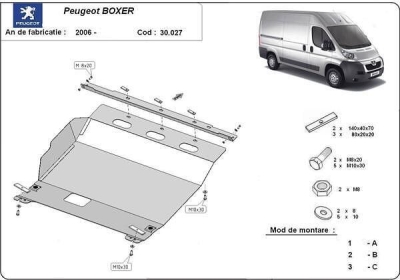 Метална кора под двигател и скоростна кутия PEUGEOT BOXER от 2006 до 2014