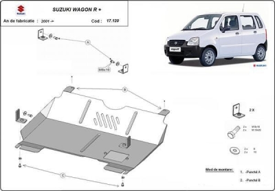 Метална кора под двигател SUZUKI WAGON R от 1998 до 2000