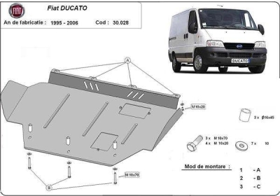 Метална кора под двигател и скоростна кутия FIAT DUCATO от 2002 до 2006