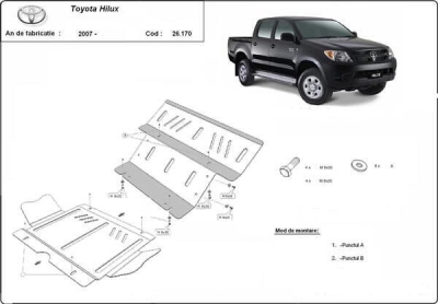 Метална кора под двигател за TOYOTA HILUX VII (2005-2015)