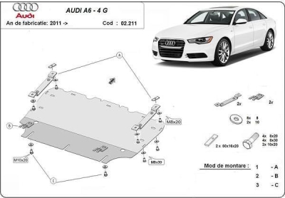Метална кора под двигател и радиатор AUDI A6 (4G2, C7, 4GC) от 2010