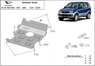Метална кора под двигател и радиатор DAIHATSU TERIOS (J100) от 1997 до 2005