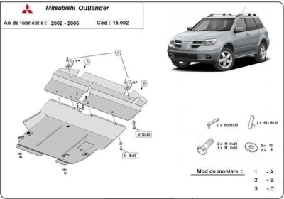 Метална кора под двигател и скоростна кутия MITSUBISHI OUTLANDER I от 2003 до 2007