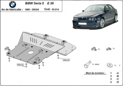 Метална кора под двигател BMW 5 Ser (E39) от 1995 до 2003