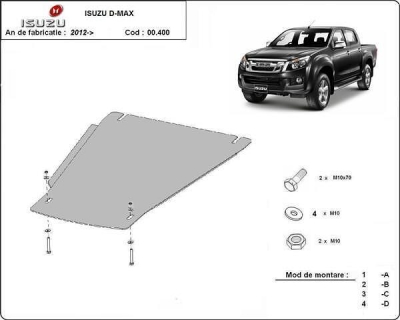 Метална кора под скоростна кутия за ISUZU D-MAX след 2012
