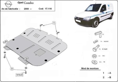 Метална кора под двигател и скоростна кутия OPEL COMBO C от 2002 до 2011