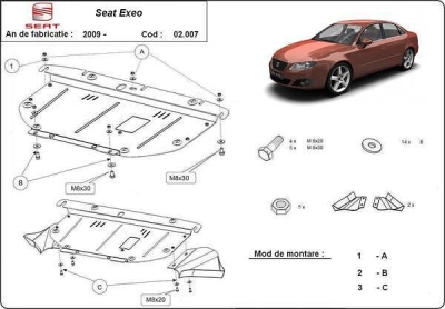 Метална кора под двигател SEAT EXEO от 2009