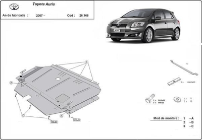 Метална кора под двигател TOYOTA AURIS от 2006 до 2010